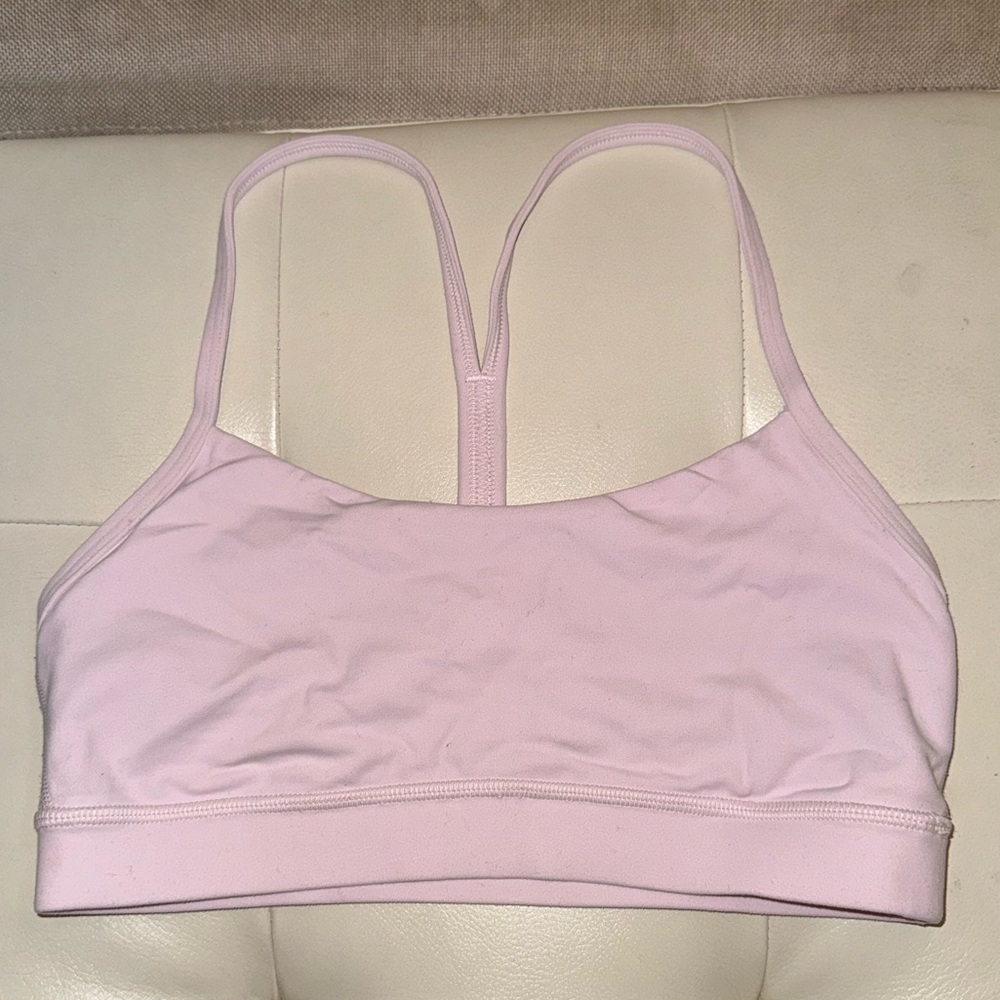 lululemon light pink flow y bra